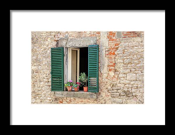 Window Framed Print featuring the photograph Open Window of Cortona by David Letts