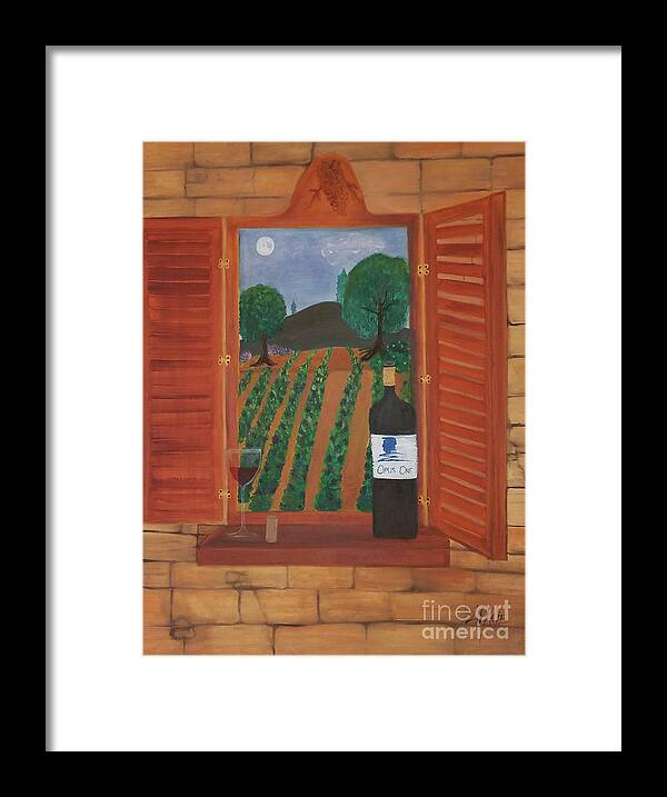 Wine Framed Print featuring the painting Opus One Napa Sonoma by Artist Linda Marie