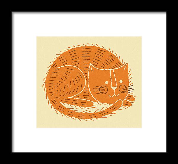 Animal Framed Print featuring the drawing Orange Cat by CSA Images