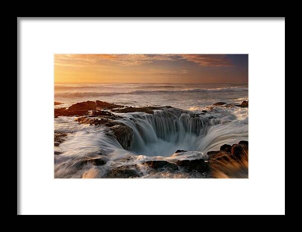 Oregon Thor's Well Framed Print featuring the painting Oregon Thor's Well 10-14 3540 by Mike Jones Photo