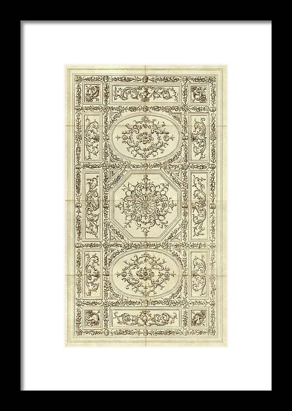Decorative Elements Framed Print featuring the painting Ornamental Ceiling Design by Unknown