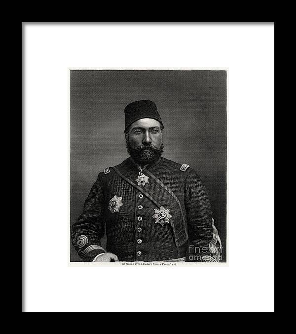 Engraving Framed Print featuring the drawing Osman Nuri Pasha, Field Marshal by Print Collector