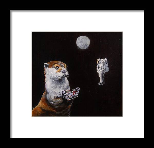 Otter Framed Print featuring the painting OTTER Space by Jean Cormier