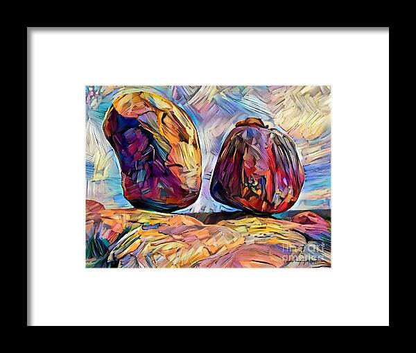 Devils Marbles Framed Print featuring the digital art Outback Devils Marbles by Chris Armytage