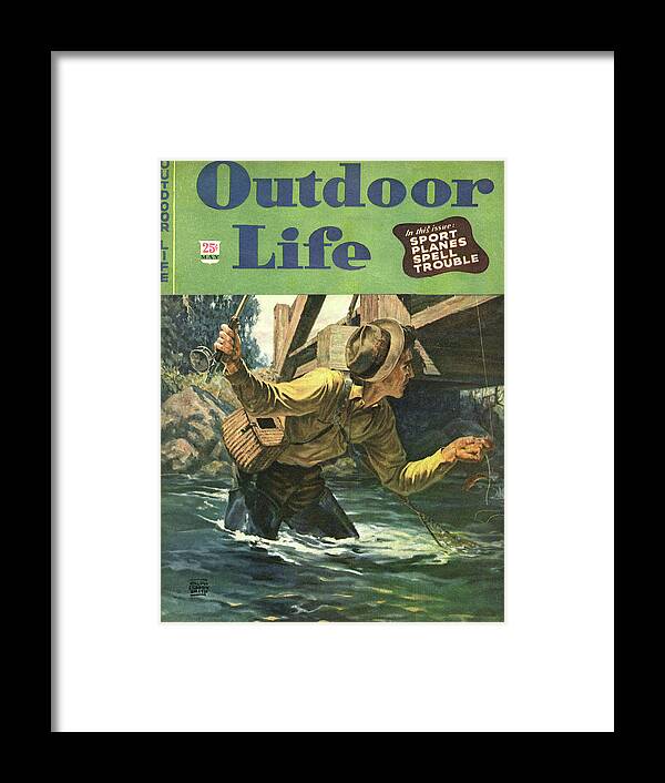 Fly Fishing Framed Print featuring the painting Outdoor Life Magazine Cover May 1945 by Outdoor Life