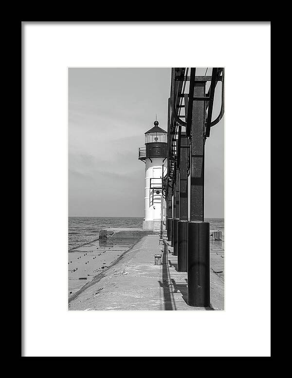 Lighthouse Framed Print featuring the photograph Outer Lighthouse B/W by Mary Anne Delgado