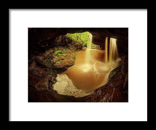 Overhang Framed Print featuring the photograph Overhang with Falls by Robert Charity