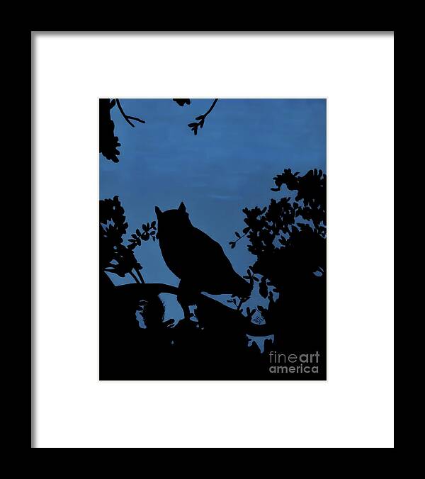 Owl Framed Print featuring the drawing Owl at Night by D Hackett