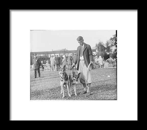 People Framed Print featuring the photograph Owners With Their Prize Dogs At Dog Show by Bettmann