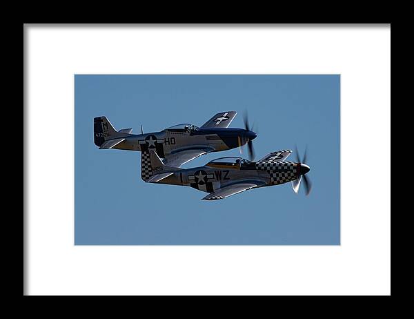 P-51 Mustang Framed Print featuring the photograph P-51 Mustangs Helen and Mary by Airpower Art