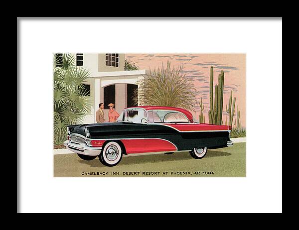 Car Framed Print featuring the painting Packard Clipper at the Camelback Inn by Unknown