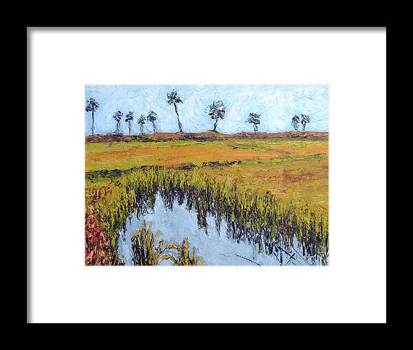 Paddy Fields Framed Print featuring the painting Paddy Fields by Uma Krishnamoorthy