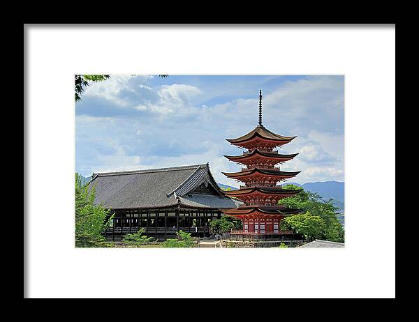 Pagoda Framed Print featuring the photograph Pagoda - Mayijima, Japan by Richard Krebs