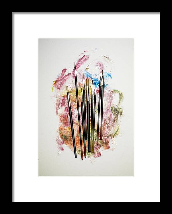 Art Framed Print featuring the photograph Paint Brushes On Paint by Jonathan Kitchen