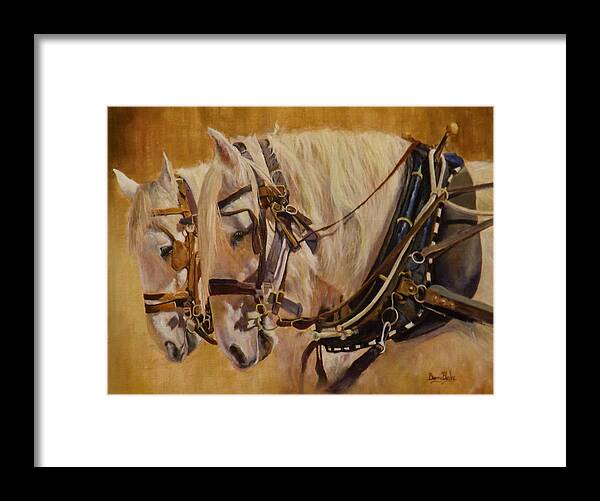 Equestrian Framed Print featuring the painting Pair In Harness by Barry BLAKE
