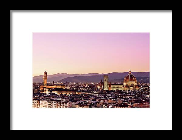 Scenics Framed Print featuring the photograph Palazzo Vecchio And Duomo, Florence by Zodebala