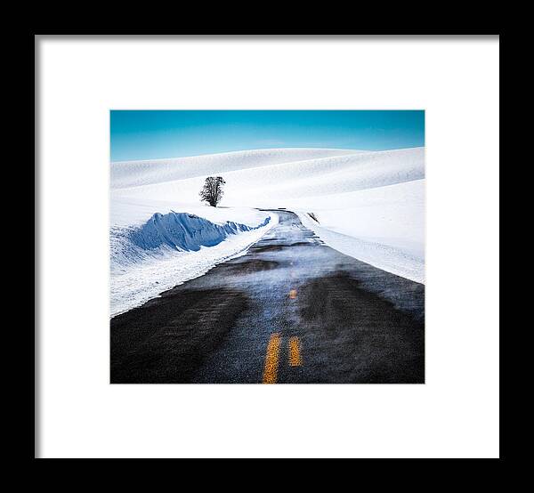 Winter Framed Print featuring the photograph Palouse Road In Winter by Gregg Teasdale
