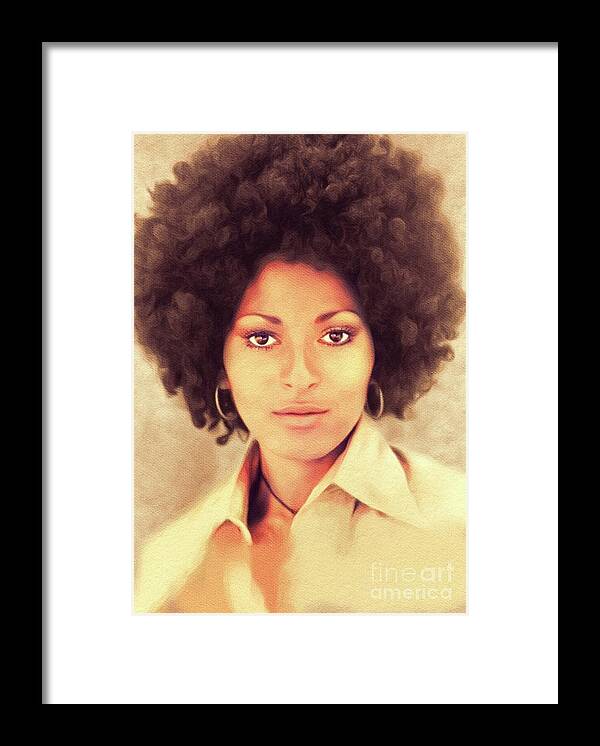 Pam Framed Print featuring the painting Pam Grier, Hollywood Legend by Esoterica Art Agency