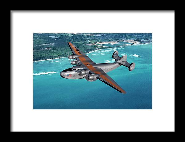  Framed Print featuring the digital art Pan Am Clipper Flying Boat by Erik Simonsen