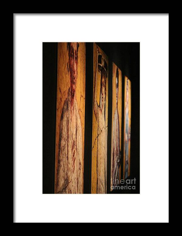 Gold Framed Print featuring the photograph Panels of Art at Pompeii Exhibit Reagan Library by Colleen Cornelius