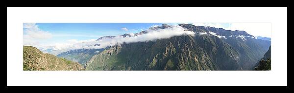 Panoramic Framed Print featuring the photograph Panoramic Picture Of Canyon Del Colca by Onfokus