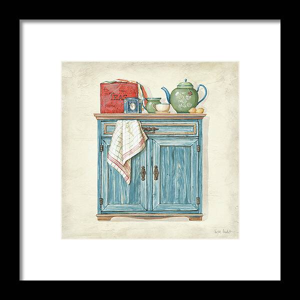 Sideboard Cabinet With Teapot Framed Print featuring the painting Pantry C by Lisa Audit