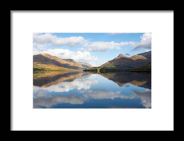 Landscapes Framed Print featuring the photograph Pap Of Glencoe Reflected In Loch Leven by Kay Roxby