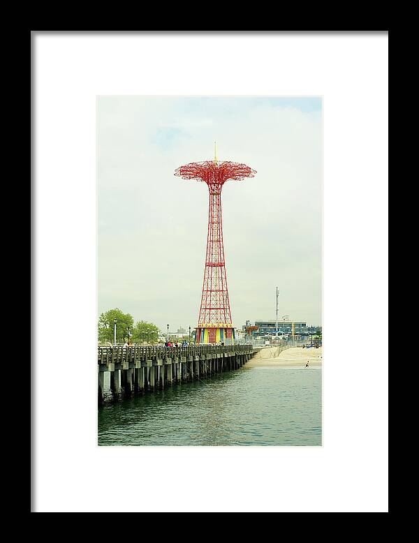 Amusement Park Framed Print featuring the photograph Parachute Jump At Coney Island, New York by Ryan Mcvay