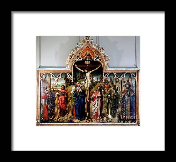 Crowd Of People Framed Print featuring the drawing Paris Altarpiece, 15th Century. Artist by Print Collector