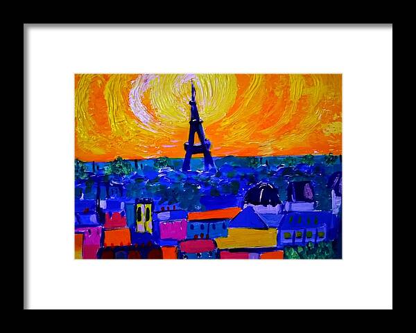 Paris Framed Print featuring the painting Paris in a heatwave by Rusty Gladdish
