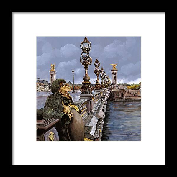 Paris Framed Print featuring the painting Paris-pont Alexandre  by Guido Borelli