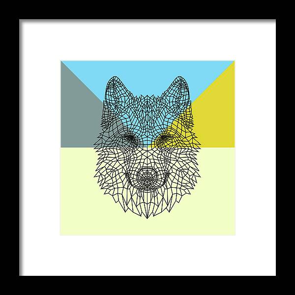 Wolf Framed Print featuring the digital art Party Wolf by Naxart Studio