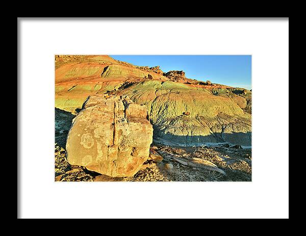 Bentonite Dunes Framed Print featuring the photograph Pastel Colored Dunes near Moab Utah by Ray Mathis