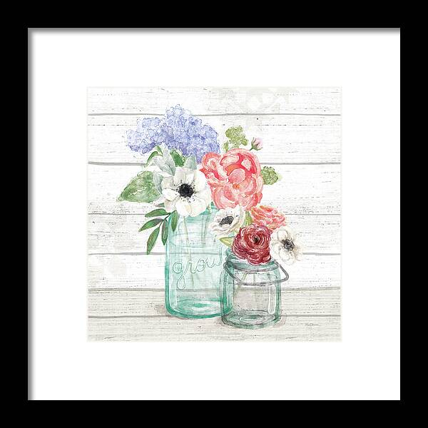 Barn Board Framed Print featuring the painting Pastel Flower Market Xii by Mary Urban
