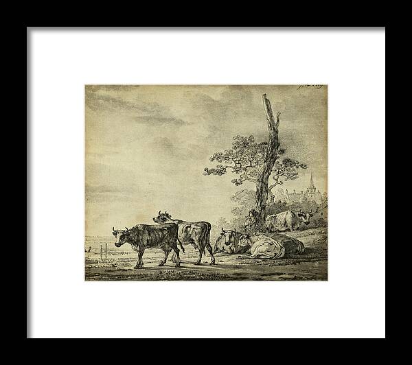 Pastoral Framed Print featuring the painting Pastoral Etching I by Unknown