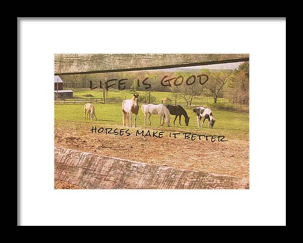 Barn Framed Print featuring the photograph PASTURE FRIENDS quote by Dressage Design