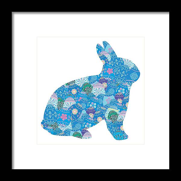 Whimsy Framed Print featuring the digital art Patchwork Bunny Rabbit by Marianne Campolongo