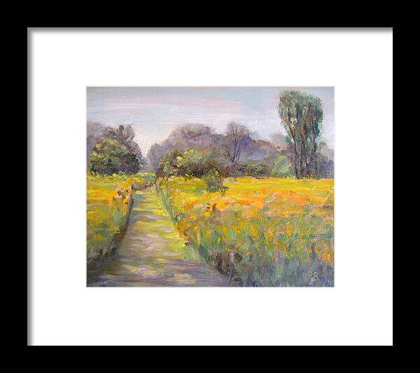 Sky Framed Print featuring the painting Path in the Prairie by Robie Benve
