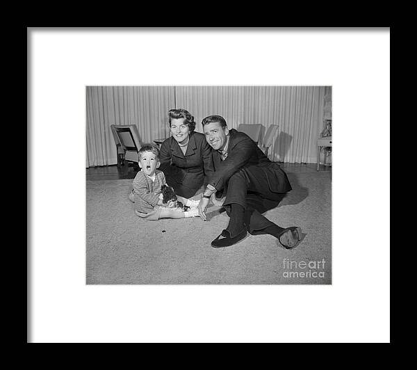 Toddler Framed Print featuring the photograph Patricia And Peter Lawford With Son by Bettmann