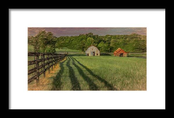 Rural Framed Print featuring the photograph Patterns of the Pasture, Painterly by Marcy Wielfaert