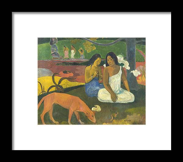 Painting Framed Print featuring the painting PAUL GAUGUIN Arearea / Joyfulness. Date/Period December 1892. Painting. Oil on canvas. by Paul Gauguin