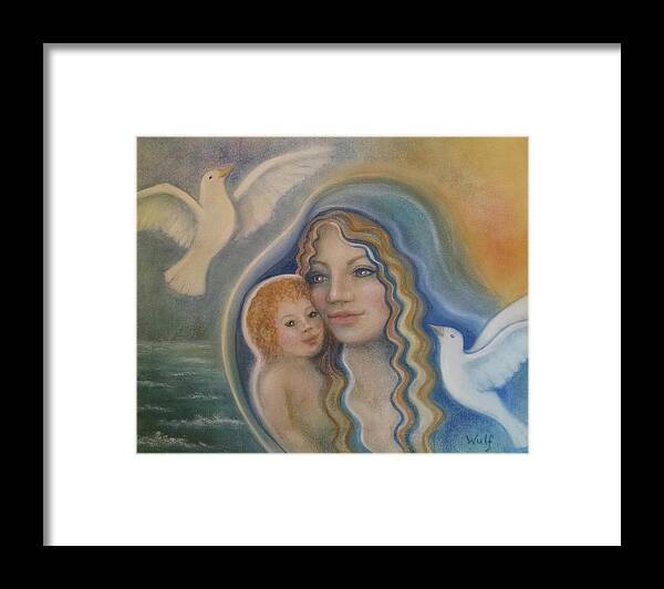 Goddess Framed Print featuring the painting Peace Mother by Bernadette Wulf