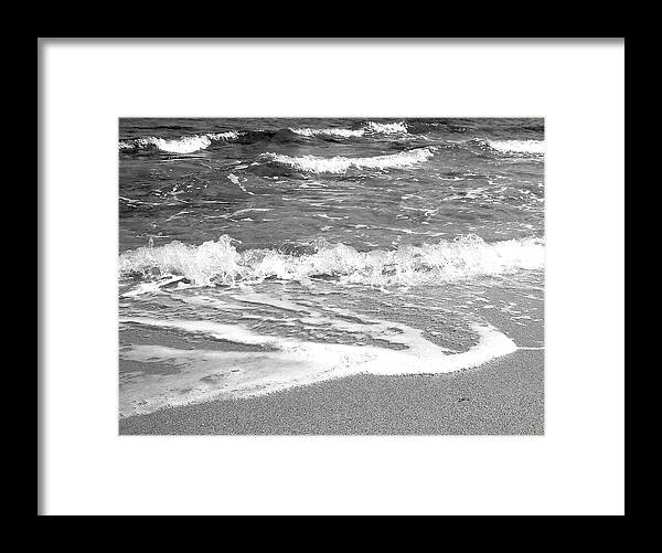Peaceful Framed Print featuring the photograph Peaceful Morning By The Seashore BW Photo by Johanna Hurmerinta
