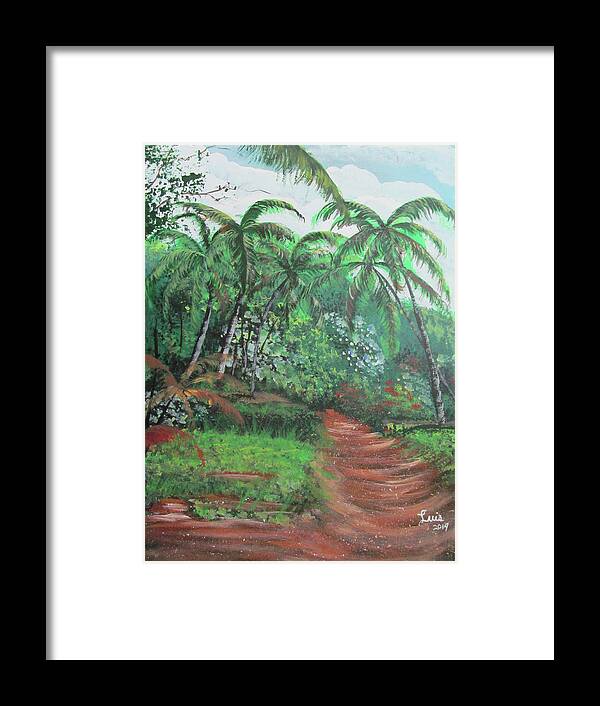 Palm Trees Framed Print featuring the painting Peaceful Path by Luis F Rodriguez