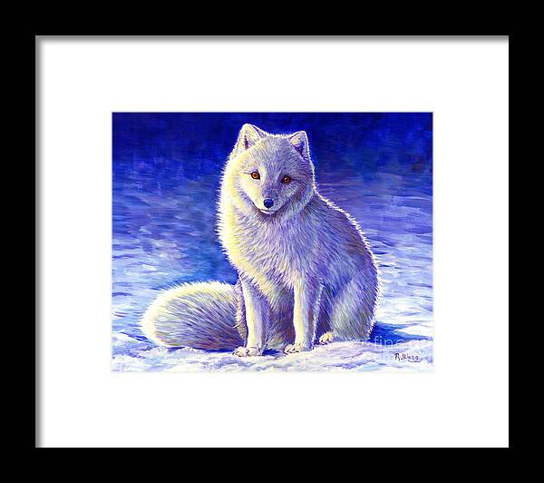 Arctic Fox Framed Print featuring the painting Peaceful Winter Arctic Fox by Rebecca Wang