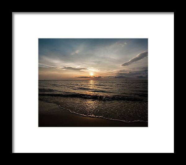 Ala Framed Print featuring the photograph Peach Sunset at the Beach by James-Allen