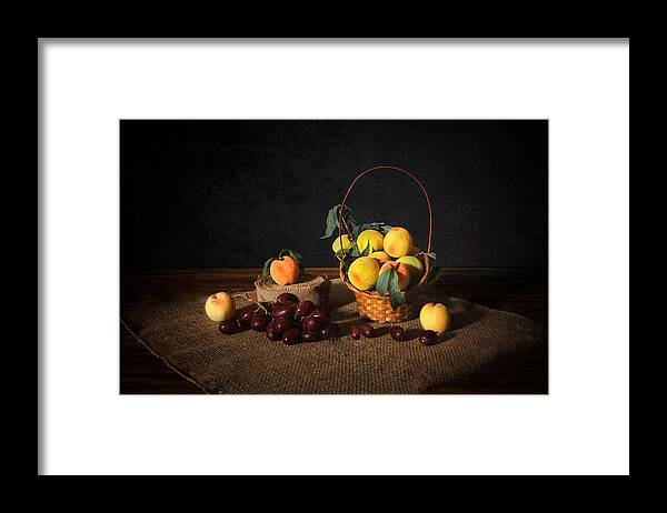 Peach Framed Print featuring the photograph Peaches by Siyu And Wei Photography