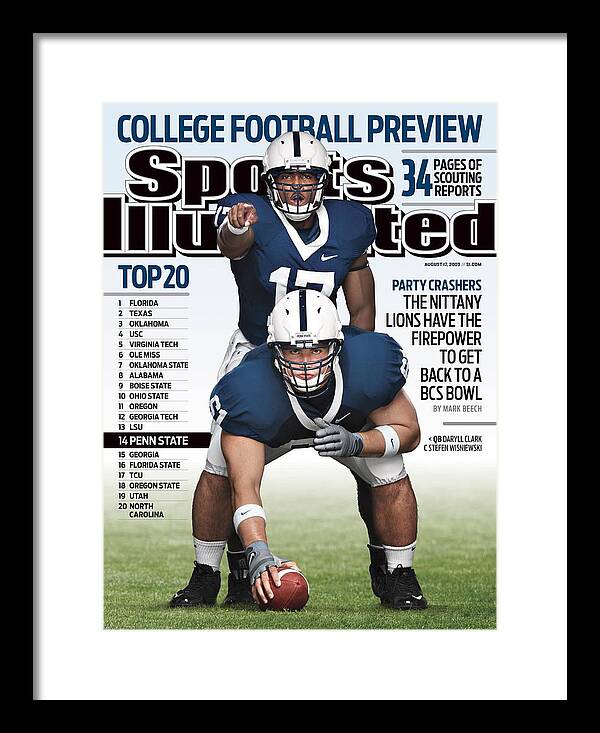 People Framed Print featuring the photograph Penn State University Qb Daryll Clark And Stefen Sports Illustrated Cover by Sports Illustrated