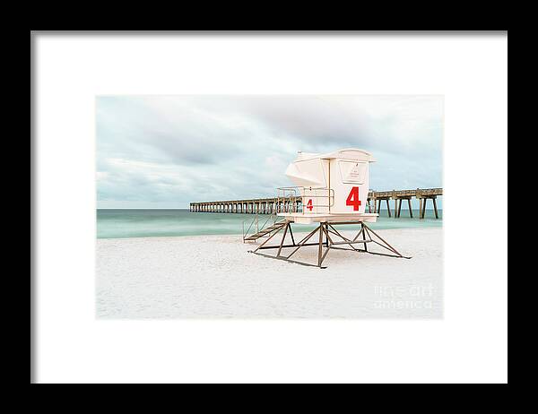 America Framed Print featuring the photograph Pensacola Beach Pier and Lifeguard Tower 4 Photo by Paul Velgos