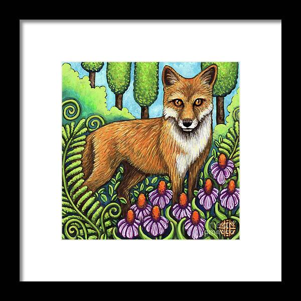 Animal Portrait Framed Print featuring the painting Pensive Fox by Amy E Fraser